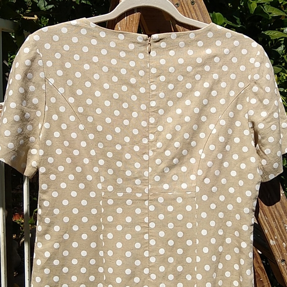 Chadwicks Linen Pencil Dress Nude Polka-Dot 4P - Picture 5 of 9